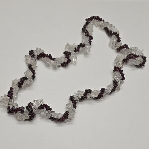 Clear Quartz and Garnet Beaded Necklace